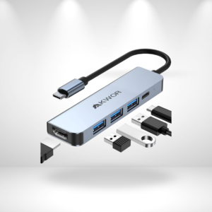 Adaptador Multipuerto Usb C 5 en 1 Plateado con HDMI